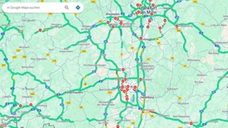 Screenshot Karte GoogleMaps: GoogleMaps zeigt zahlreiche falsche Sperrungen an