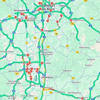 Screenshot Karte GoogleMaps: GoogleMaps zeigt zahlreiche falsche Sperrungen an