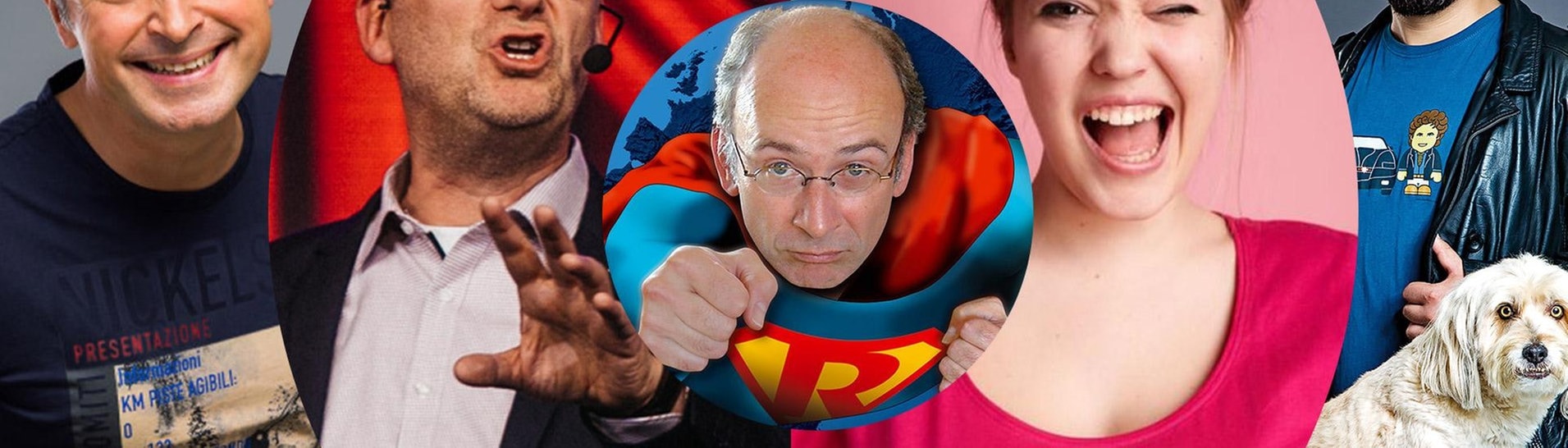 Müller & Friends beim SWR3 Comedy Festival 2020: Andreas Müller, Stefan Reusch, Roberto Capitoni, Fee Brembeck, Abdelkarim (Foto: SWR3)