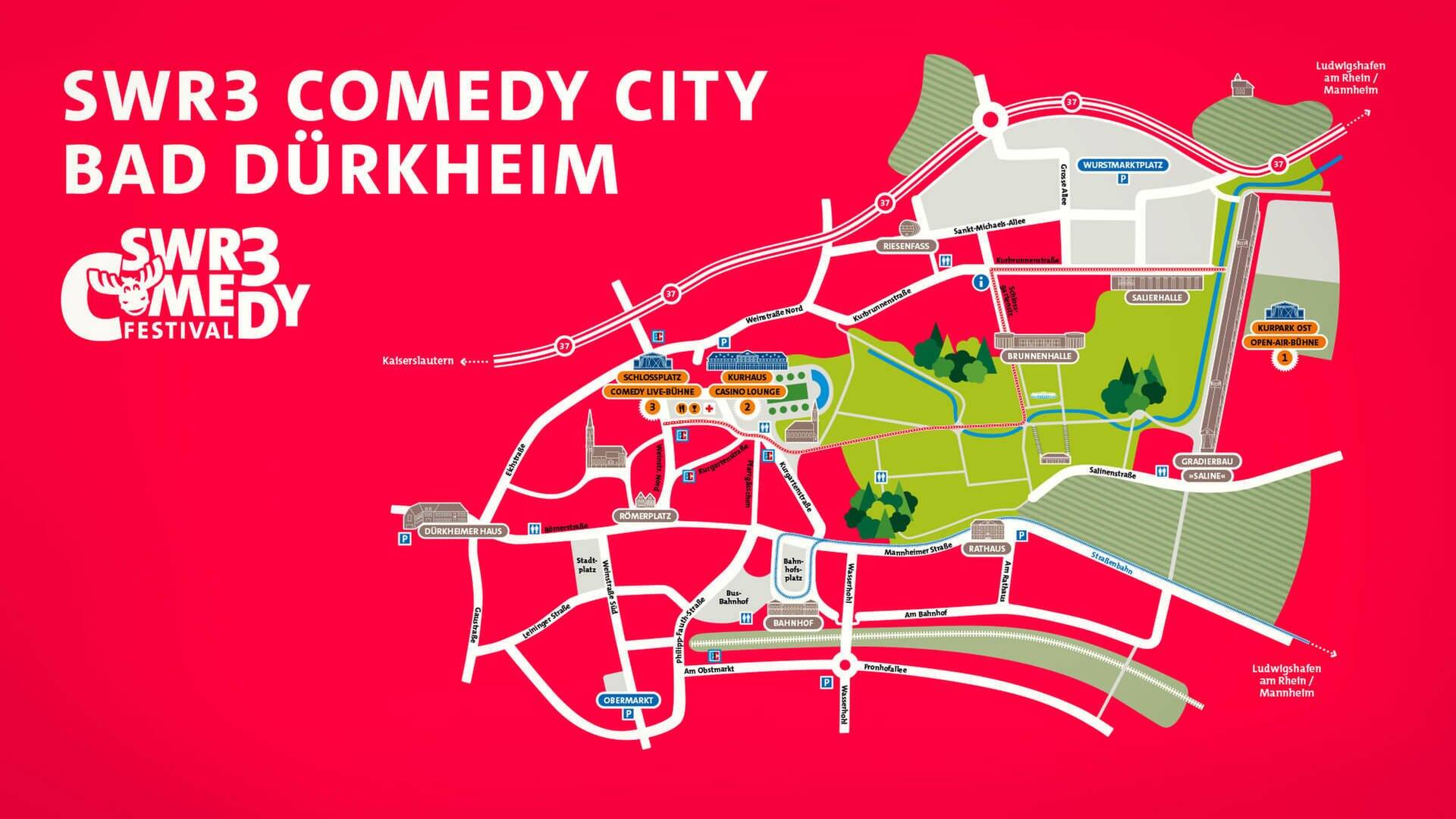 Karte mit Stadtplan von Bad Dürkheim für das SWR3 Comedy Festival (Foto: SWR3)