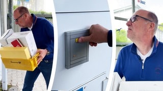 SWR3 Comedy Chef Andreas Müller als Postbote in einem Sketch zum neuen Namensrecht, das mehr Flexibilität bei Doppelnamen bietet 