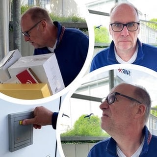 SWR3 Comedy Chef Andreas Müller als Postbote in einem Sketch zum neuen Namensrecht, das mehr Flexibilität bei Doppelnamen bietet 