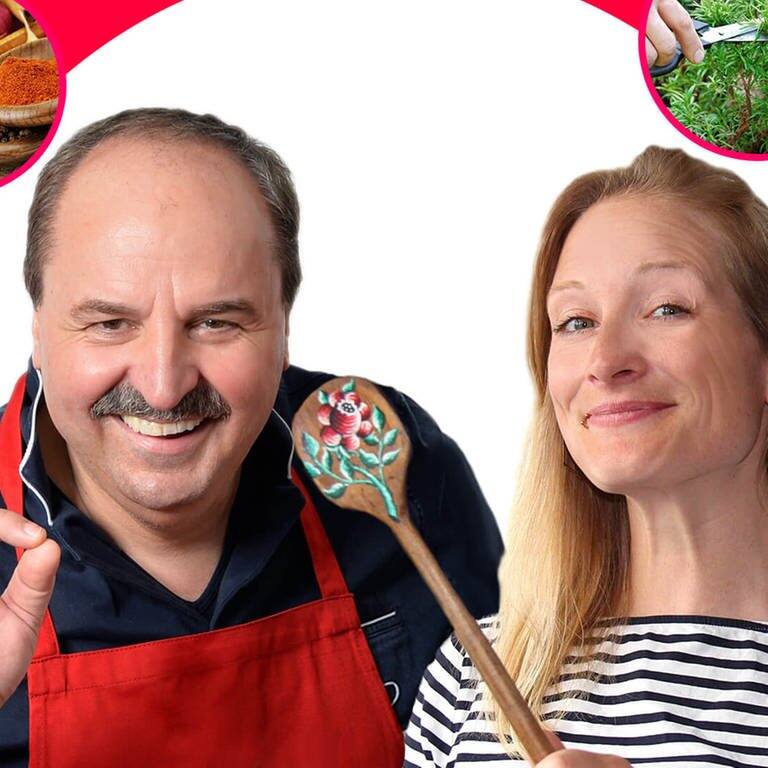 Johann Lafer und Sabrina Kemmer beim Koch-Coaching für SWR3 (Foto: SWR3, Colourbox)