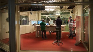 Auf diesen 20 Quadratmetern spielt sich das SWR3 Radio Duell ab. (Foto: SWR3) Auf diesen 20 Quadratmetern spielt sich das SWR3 Radio Duell ab.