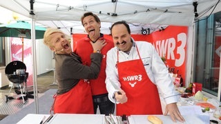 Ross Antony, Grillparty-Moderator Kristian Thees und Starkoch Johann Lafer (Foto: SWR3) Ross Antony, Grillparty-Moderator Kristian Thees und Starkoch Johann Lafer