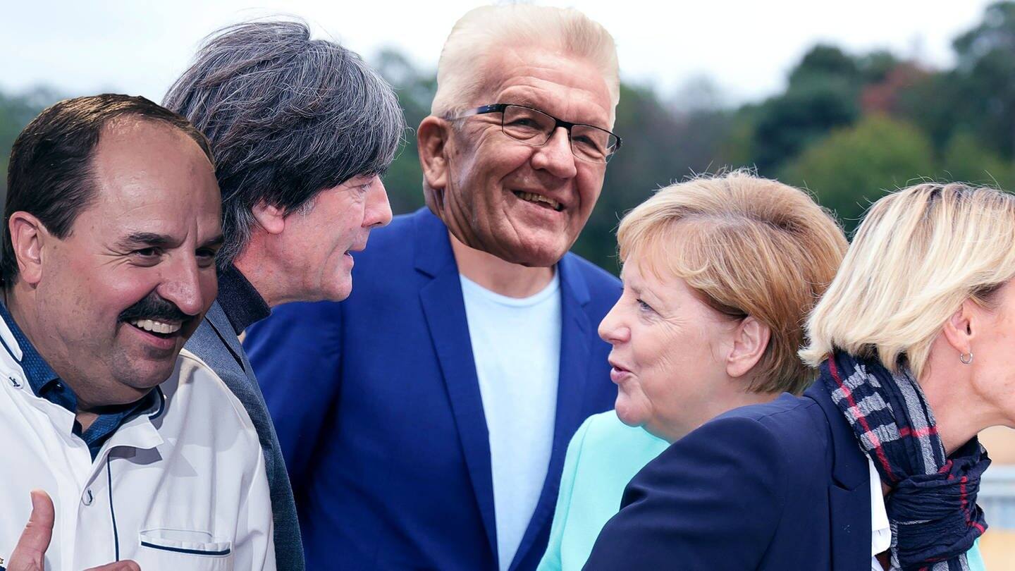 Merkel, Löw, Kretschmann und Lafer freuen sich (Foto: picture-alliance / Reportdienste, picture-alliance)
