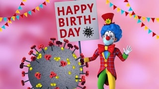 Clown feiert den Virus