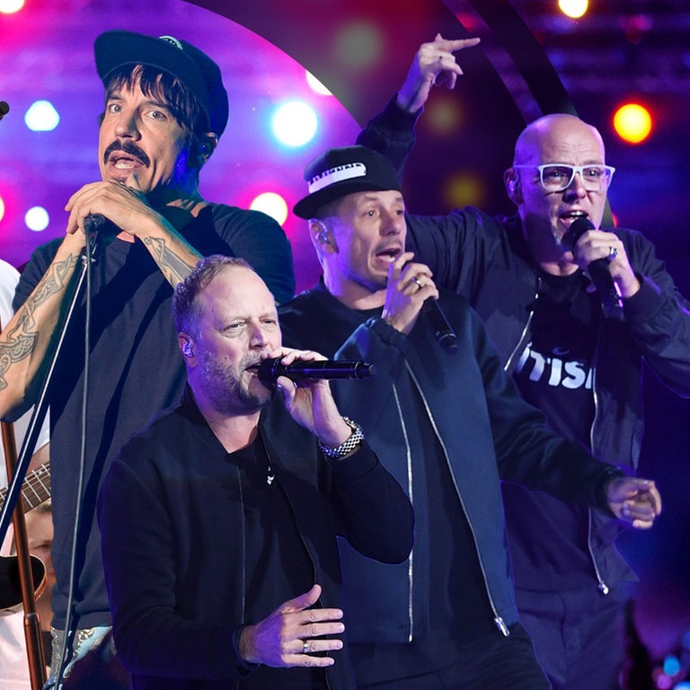 Die Sängerin RIhanna, der Sänger Mark Forster, Anthony Kiedis – Frontman der Red Hot Chili Peppers, Die Fantastischen Vier (Foto: picture-alliance / Reportdienste, Voloshyn Roman, MAGO / POP-EYEI, MAGO / Future Image)