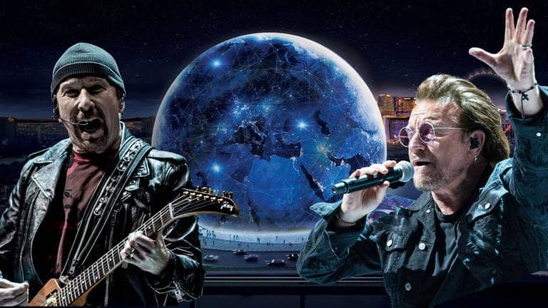 U2 spielen in der neuen The Spheres Konzerthalle in Las Vegas