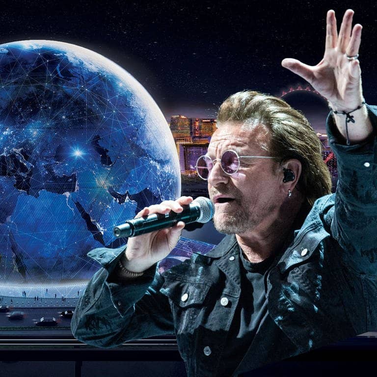 U2 spielen in der neuen The Spheres Konzerthalle in Las Vegas