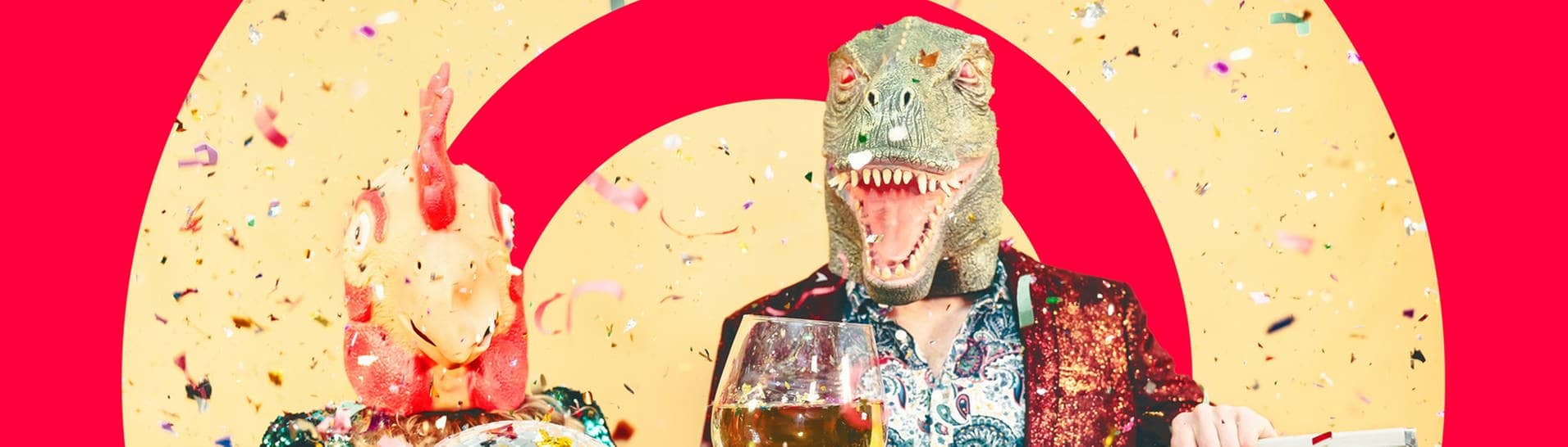 Zwei verkleidete Menschen mit Tier-Masken, einer Disco-Kugel und einem Weinglas: An Pfingstmontag spielt SWR3 wieder verrückt (Foto: Adobe Stock, Alessandro Biascioli)