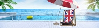 Liegestuhl mit Großbritannien-Flagge auf Mallorca