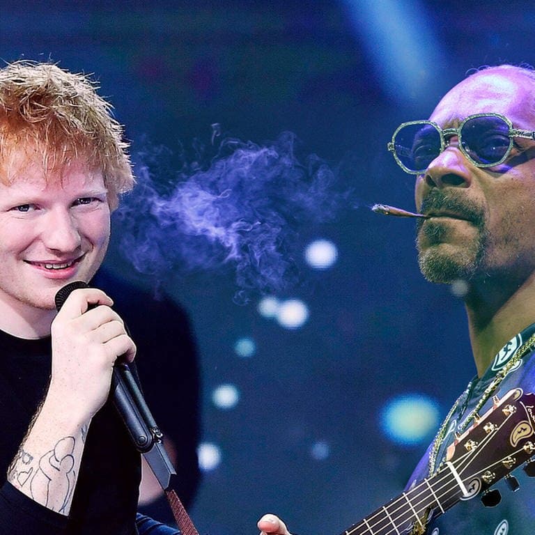 Ed Sheeran und Snoop Dogg (Foto: dpa Bildfunk, IMAGO / TT | picture alliance/dpa | Henning Kaiser | Montage: SWR3)