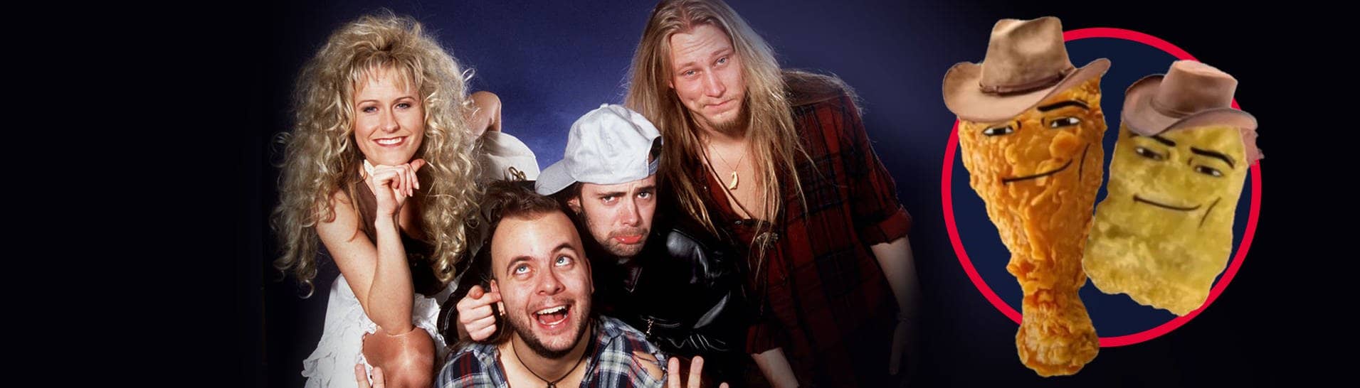 Die schwedische Band Rednex 1995 in Dortmund, durch eine Cover-Version mit einem Comedy-Video mit Chicken Nuggets geht ihr Song „Cotton Eye Joe“ viral (Foto: picture-alliance / Reportdienste, Youtube: MegaBen)