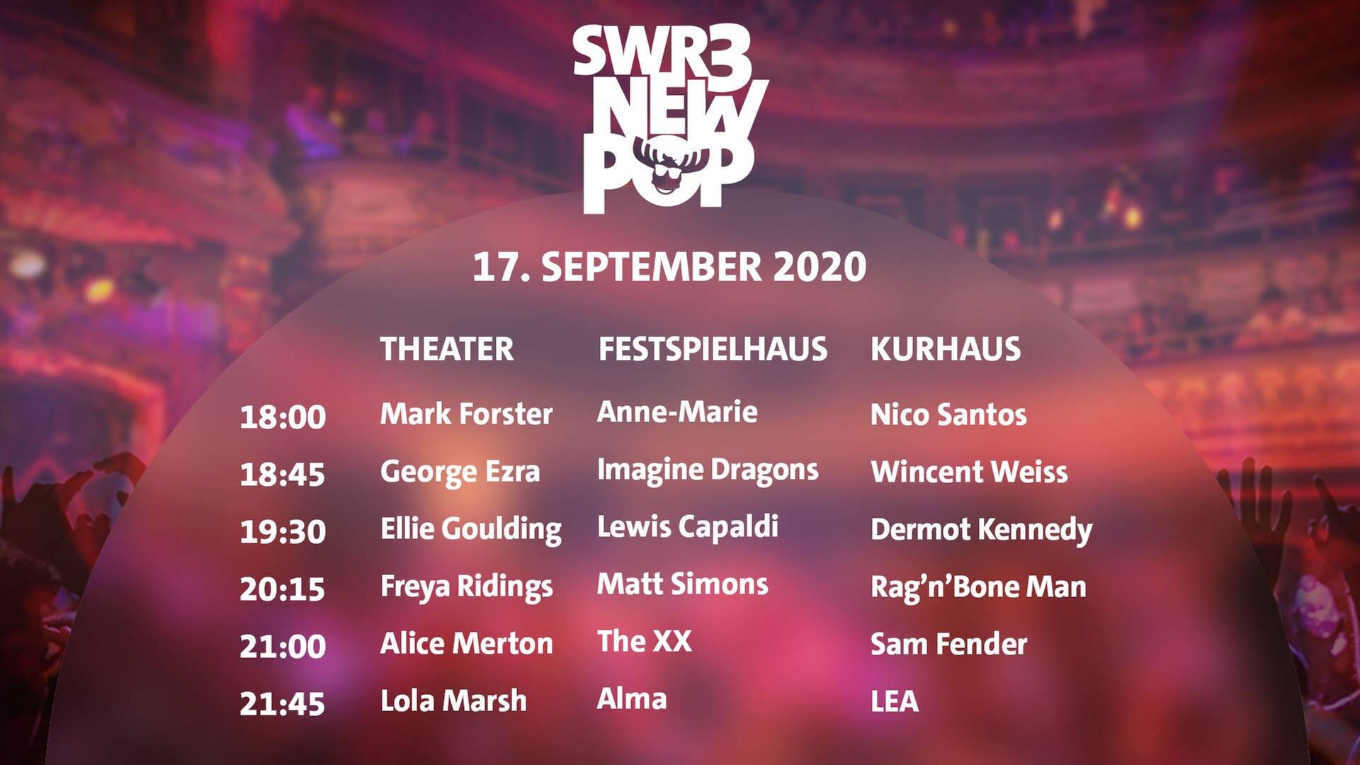 Festival-Plakat mit Line Up fürs New Pop 2020 (Foto: SWR3)