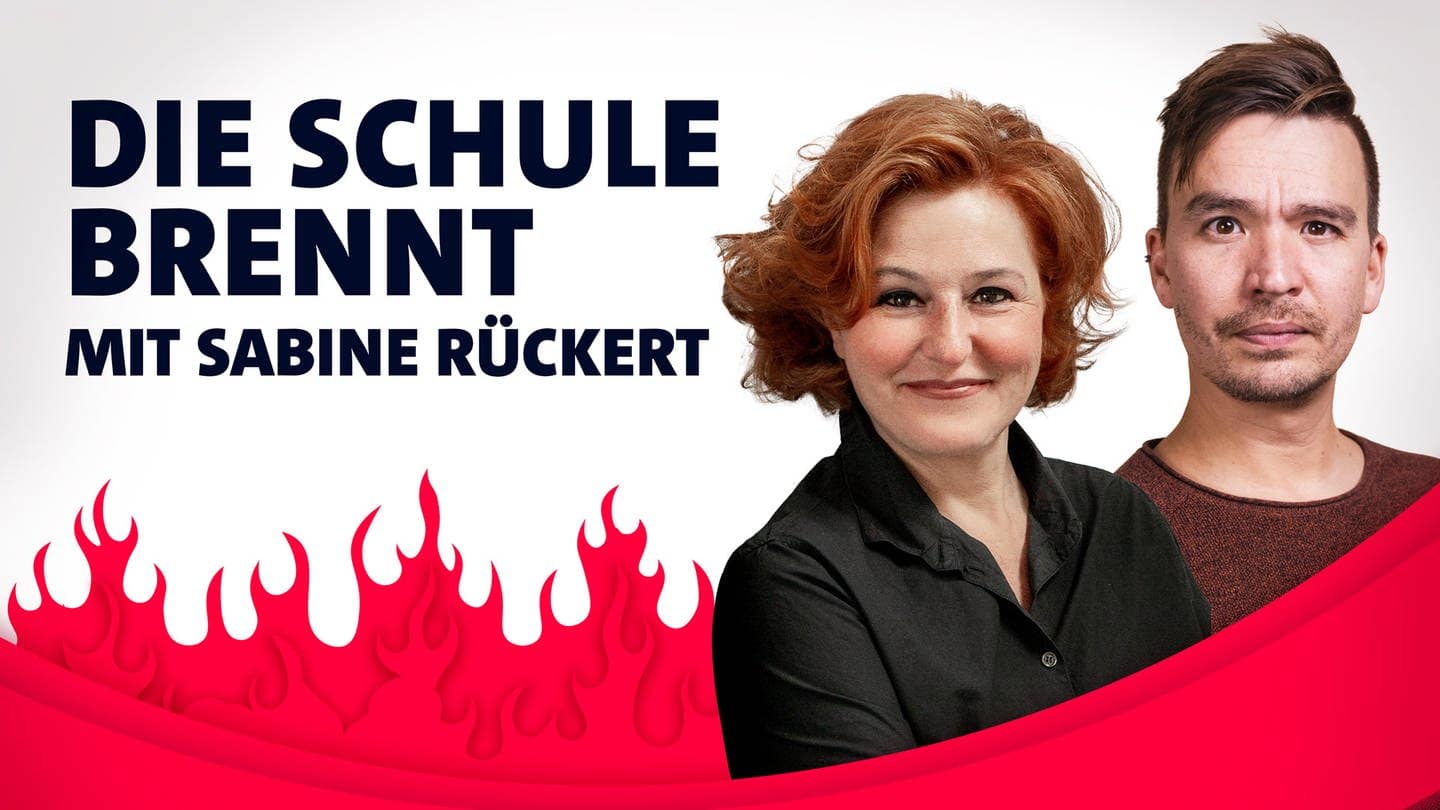 Sabine Rückert und Bob Blume vor Flammen (Foto: SWR3)
