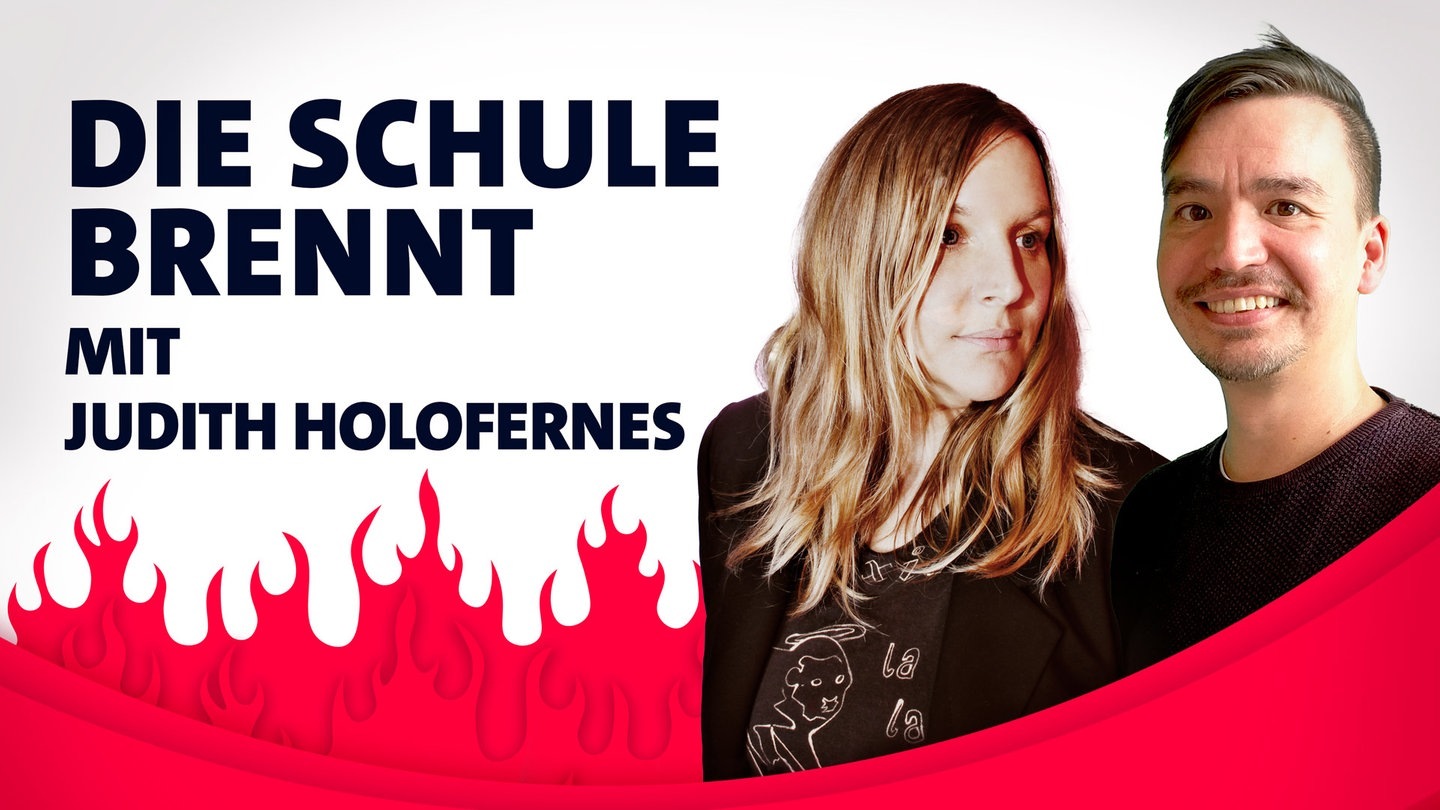 Foto: SWR3, Christoph Voy Judith Holofernes und Bob Blume vor Flammen (Foto: SWR3, Christoph Voy)