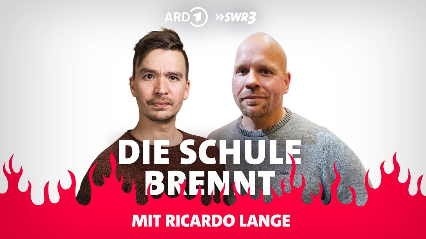 Ricardo Lange und Bob Blume vor Flammen (Foto: SWR3, Dominik Herzog)