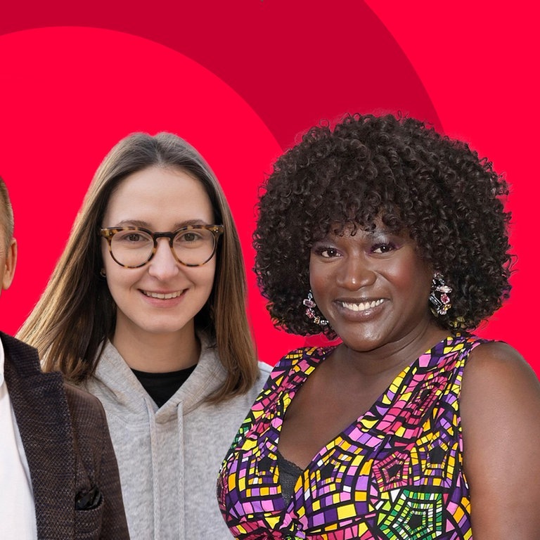 die Stuttgarterinnen des Jahres Afina und Vitaliia, Autor Stefan Verra und Schauspielerin und Comedienne Thelma Buabeng (Foto: Afina und Vitaliia privat, IMAGO / Future Image, IMAGO / Horst Galuschka)