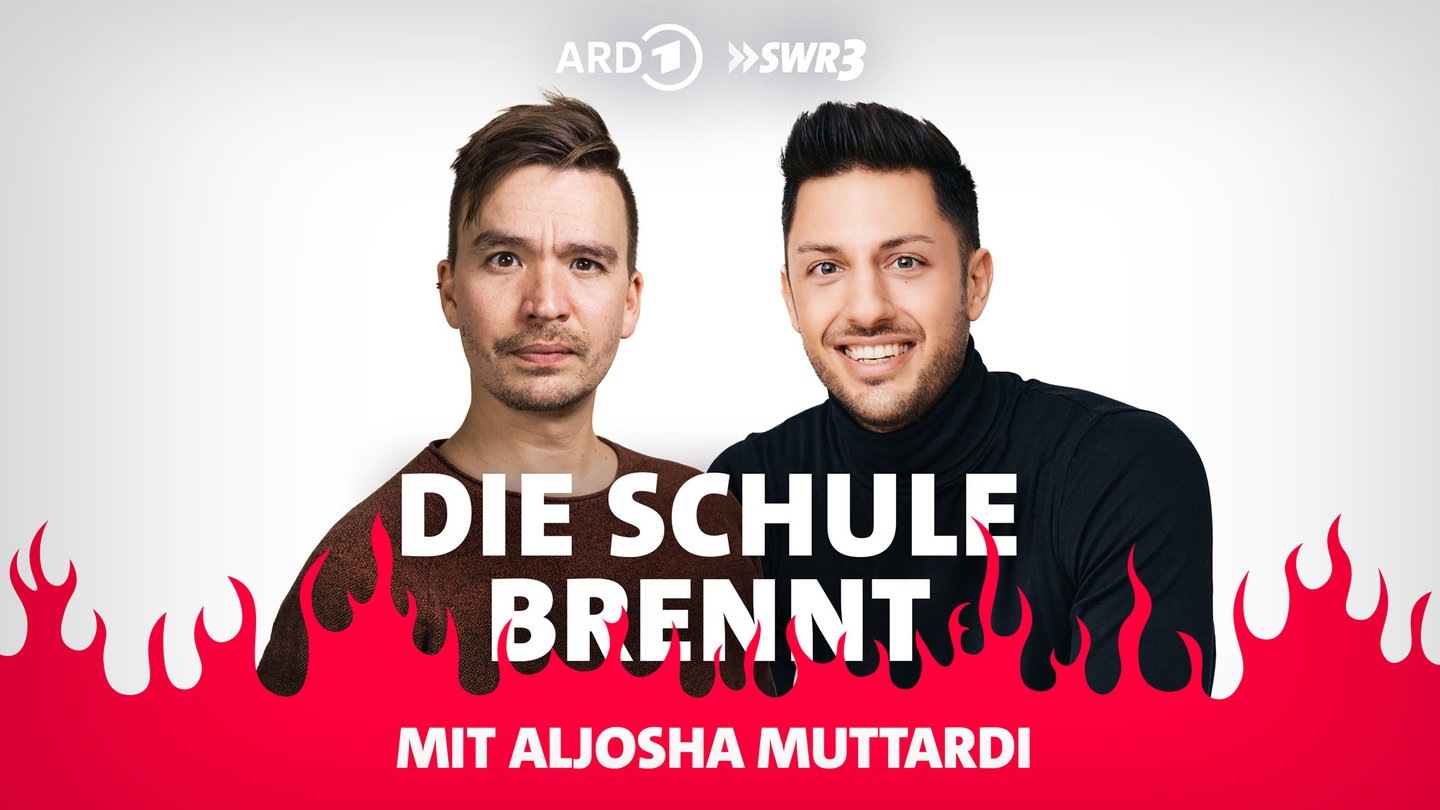 Aljosha Muttardi und Bob Blume vor Flammen (Foto: SWR3)