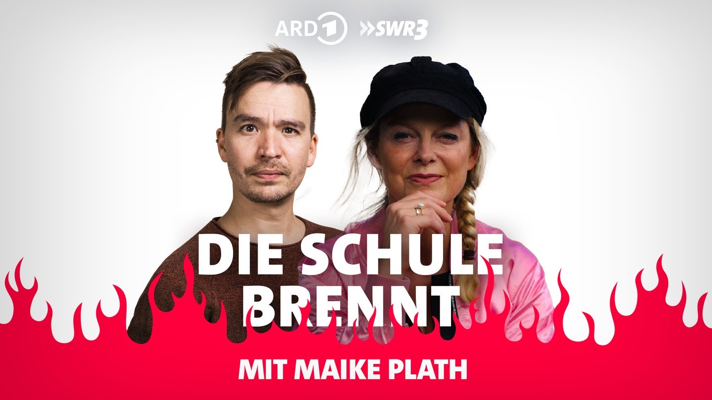 Foto: SWR3 Bob Blume und Maike Plath vor Flammen (Foto: SWR3)