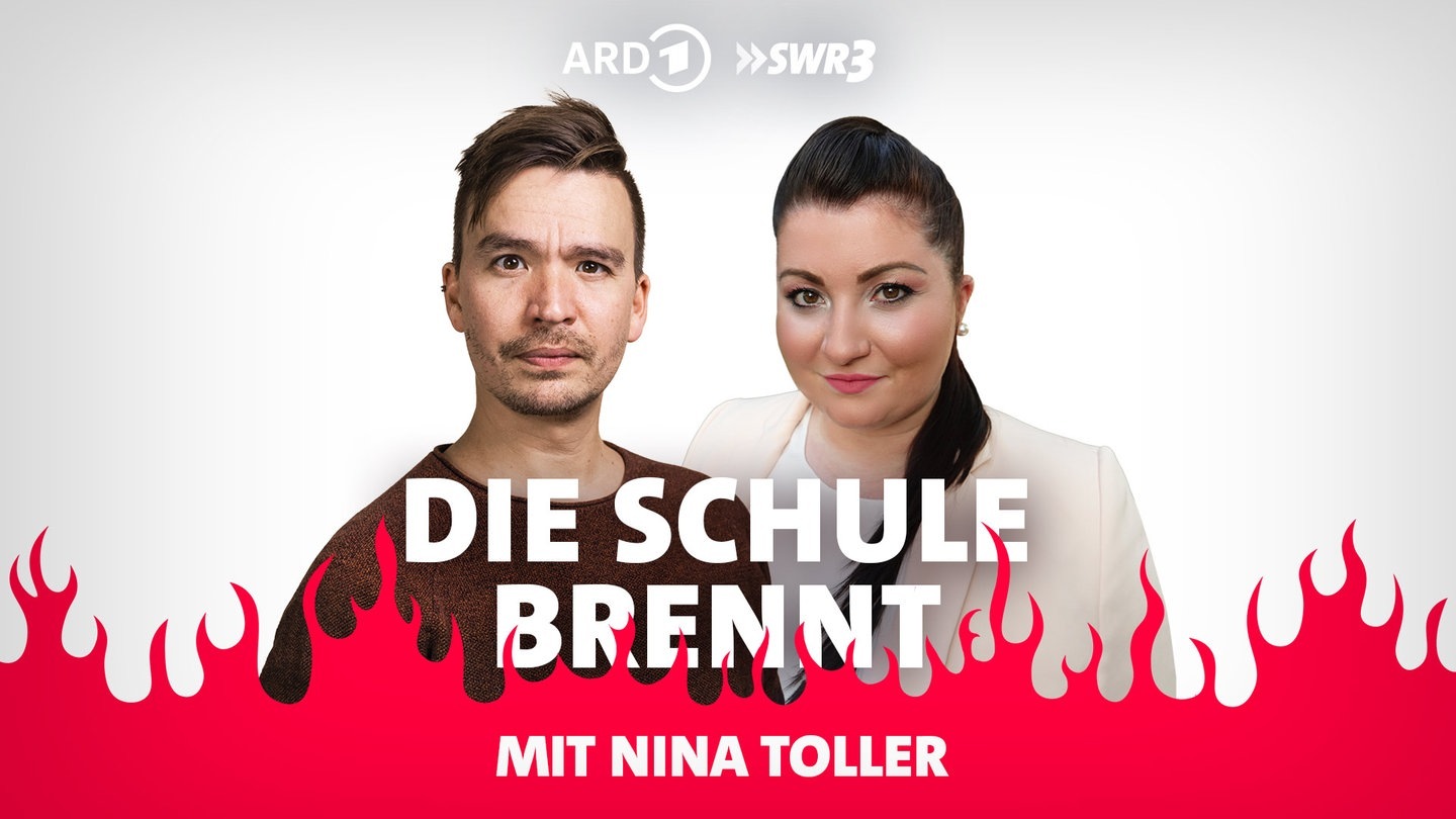 Foto: SWR3 Bob Blume und Nina Toller vor Flammen (Foto: SWR3)
