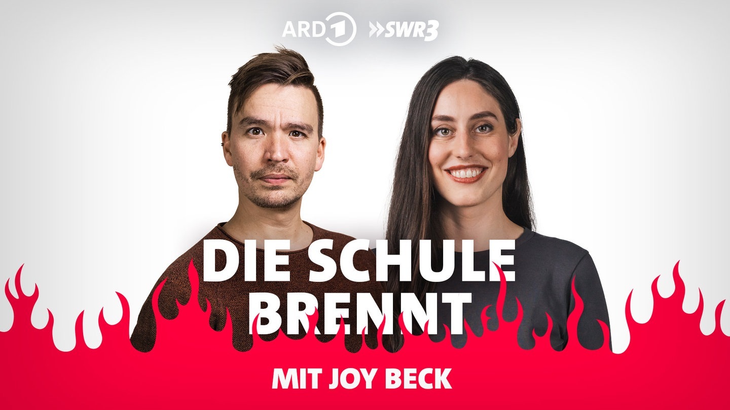 Foto: SWR3 Joy Beck und Bob Blume vor Flammen (Foto: SWR3)