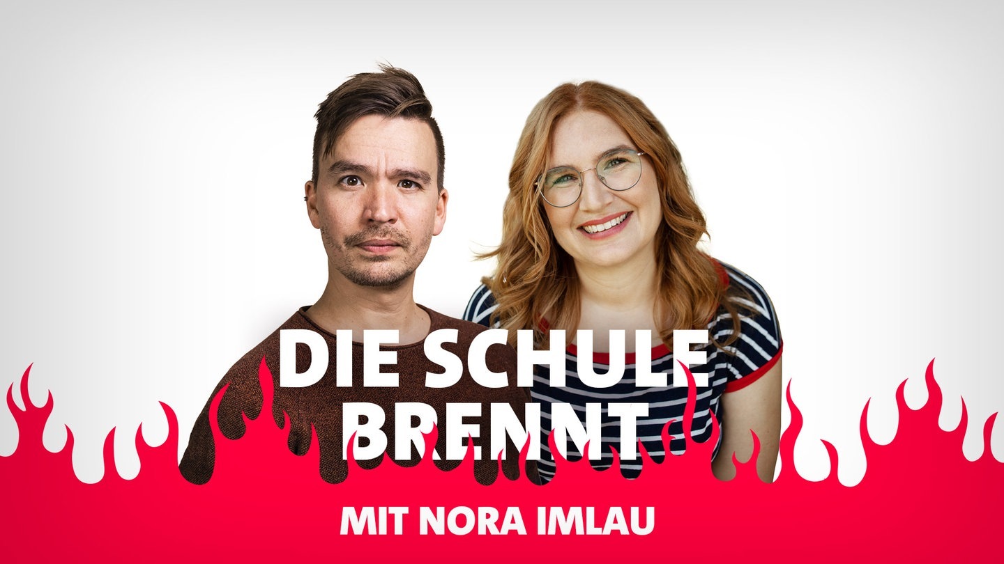 Foto: SWR3 Bob Blume und Nora Imlau vor Flammen (Foto: SWR3)