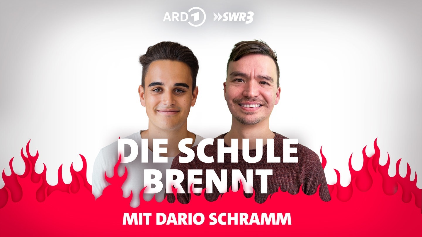 Foto: SWR3 Dario Schramm und Bob Blume vor Flammen (Foto: SWR3)