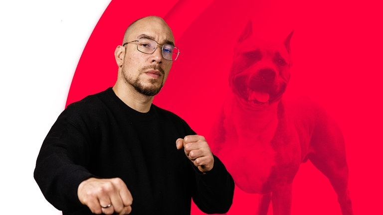 Der Gangster, der Junkie und die Hure. Max' Hund. (Foto: SWR3 und Adobe Stock/geptays)