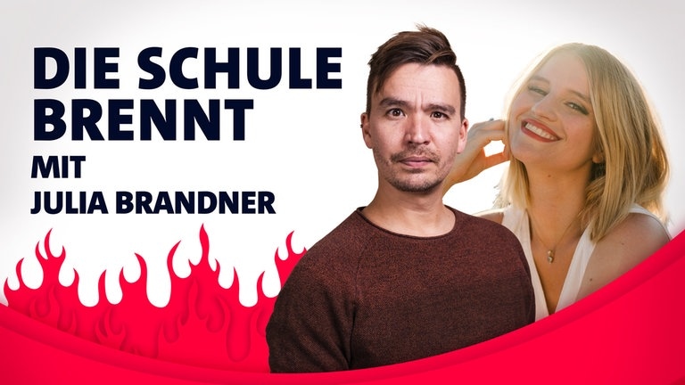 Julia Brandner und Bob Blume vor Flammen (Foto: SWR3)