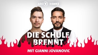 Bob Blume und Gianni Jovanovic vor Flammen (Foto: SWR3) Bob Blume und Gianni Jovanovic vor Flammen