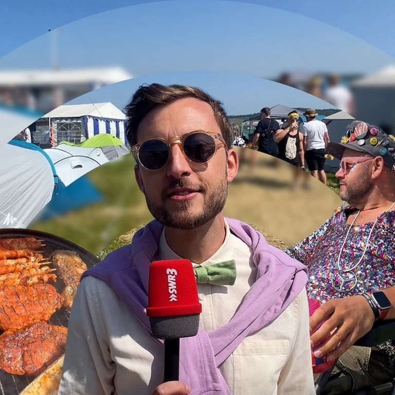 SWR3-Moderator Constantin Zöller interviewt Besucher bei Rock am Ring. (Foto: SWR3)