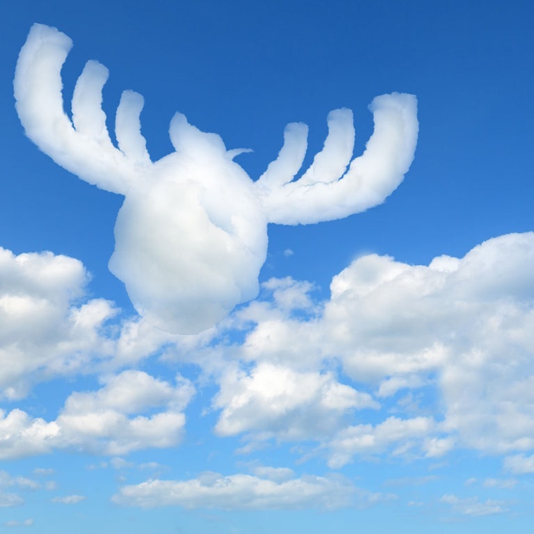 Blauer Himmel mit Elchförmiger Wolke: Das Wetter in SWR3-Land (Foto: SWR3, Adobe Stock yotrakbutda)