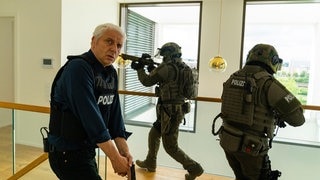 Tatort München „Game Over“: Kommissar Franz Leitmayr bewaffnet in einem treppenhaus mit einem SEK. Unsere Kritikerin findet den neuen Tatort richtig gut! (Foto: ard-foto s2-intern/extern, BR/Bavaria Fiction GmbH / Claudia Milutinov) Tatort München „Game Over“: Kommissar Franz Leitmayr bewaffnet in einem treppenhaus mit einem SEK. Unsere Kritikerin findet den neuen Tatort richtig gut!