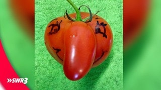Ein lustiges Foto eines Lebensmittels, das eine Tomate mit großer Nase zeigt. (Foto: SWR3, privat) Ein lustiges Foto eines Lebensmittels, das eine Tomate mit großer Nase zeigt.